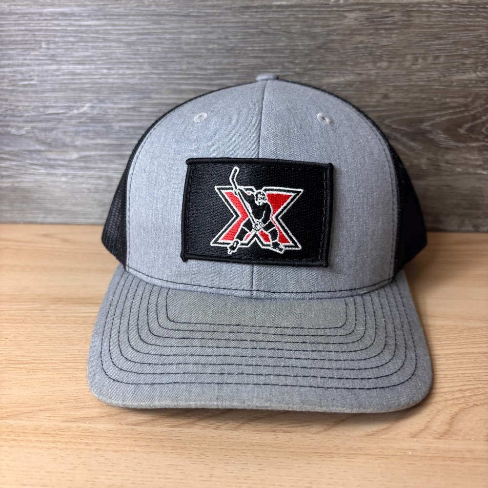X Hockey Hat Cap Snapback Gray Logo Adjustable Mens
